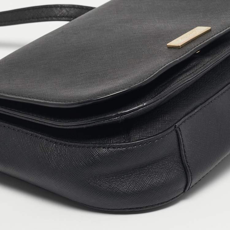 Pre Owned Kate Spade Black Leather Nadine Flap Shoulder Bag