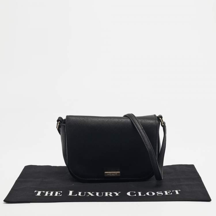 Pre Owned Kate Spade Black Leather Nadine Flap Shoulder Bag