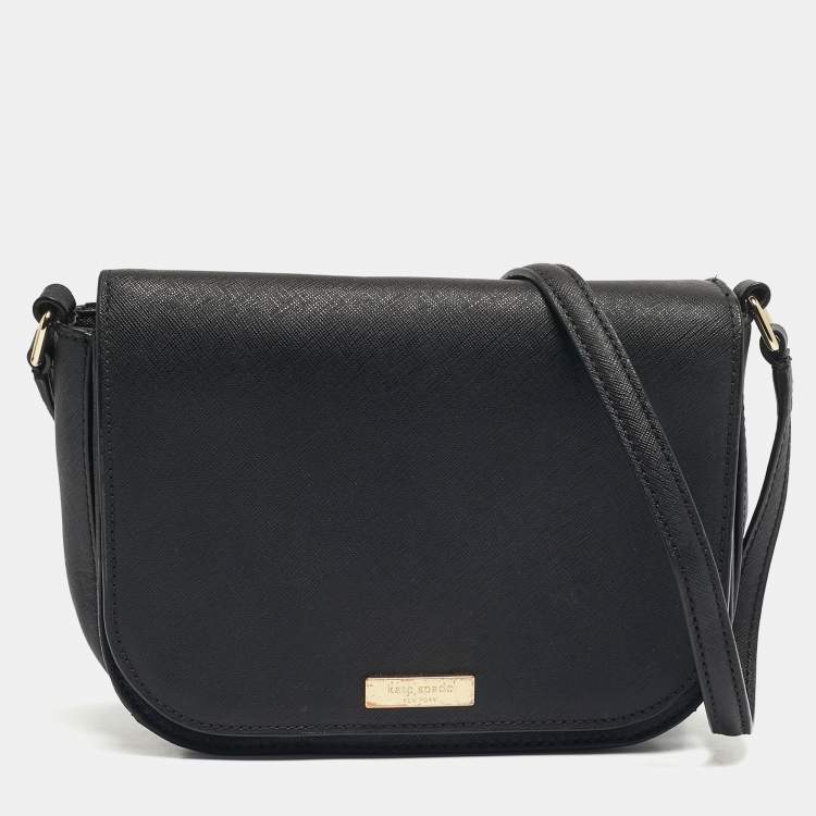 Pre Owned Kate Spade Black Leather Nadine Flap Shoulder Bag