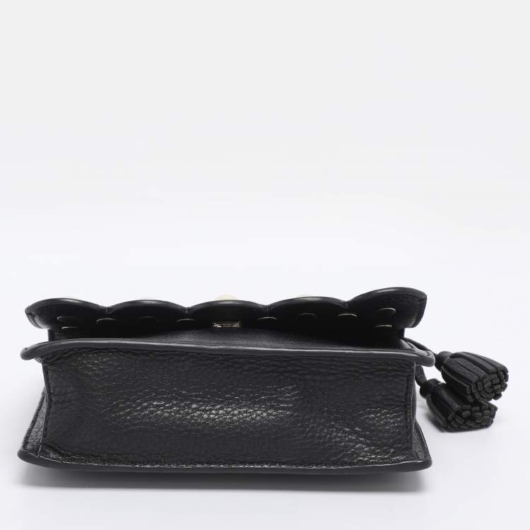 Pre Owned Kate Spade Black Leather Hayes Street Hayzel Pearl Shoulder Bag