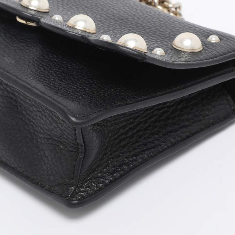 Pre Owned Kate Spade Black Leather Hayes Street Hayzel Pearl Shoulder Bag