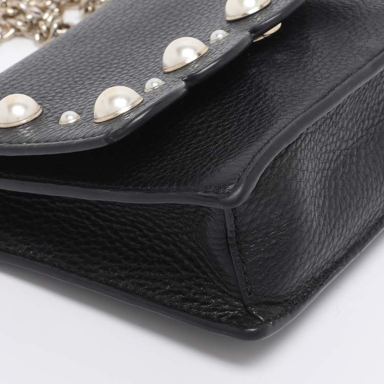 Pre Owned Kate Spade Black Leather Hayes Street Hayzel Pearl Shoulder Bag