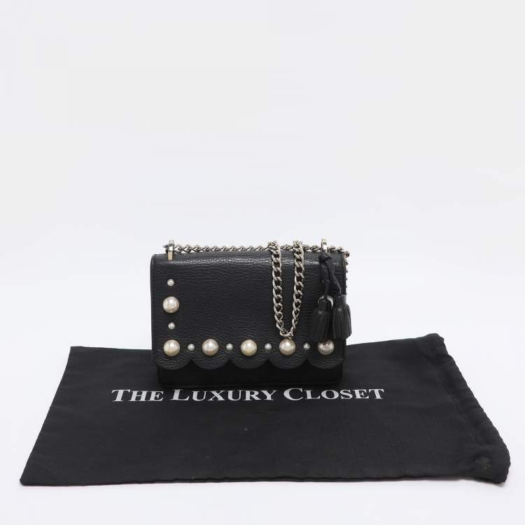 Pre Owned Kate Spade Black Leather Hayes Street Hayzel Pearl Shoulder Bag