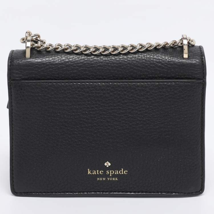 Pre Owned Kate Spade Black Leather Hayes Street Hayzel Pearl Shoulder Bag