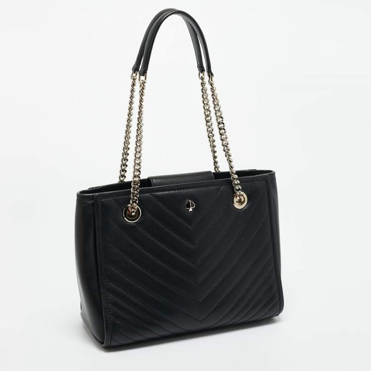 Pre Owned Kate Spade Black Quilted Leather Amelia Tote