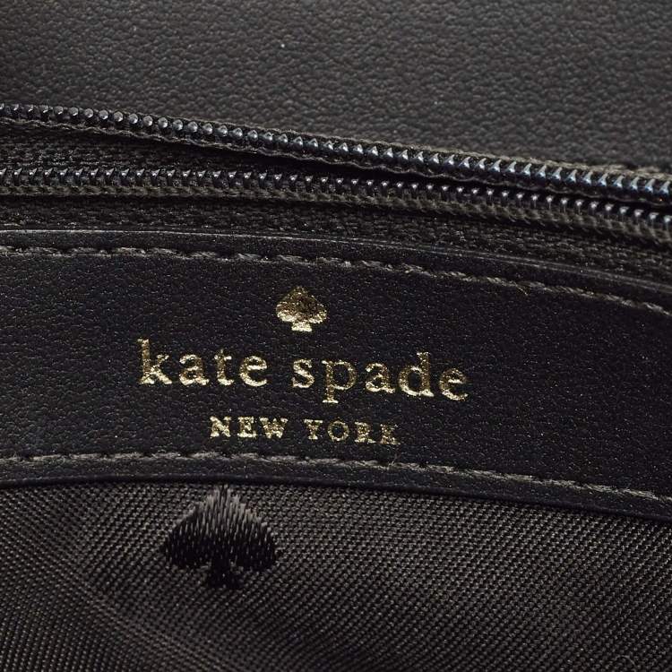Pre Owned Kate Spade Beige/Black Leather Staci Zip Around Wallet