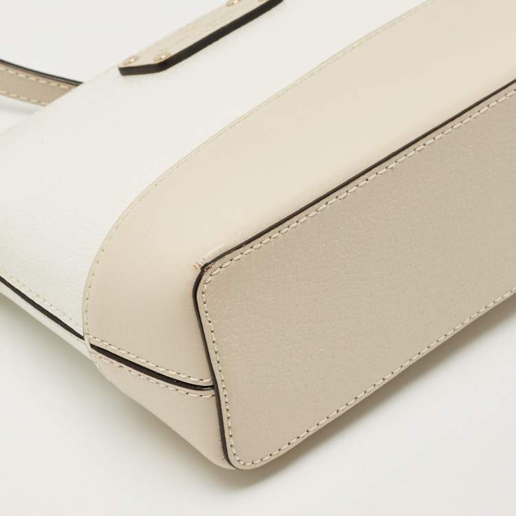 Pre Owned Kate Spade White/Beige Leather Bay Street Hanna Crossbody Bag