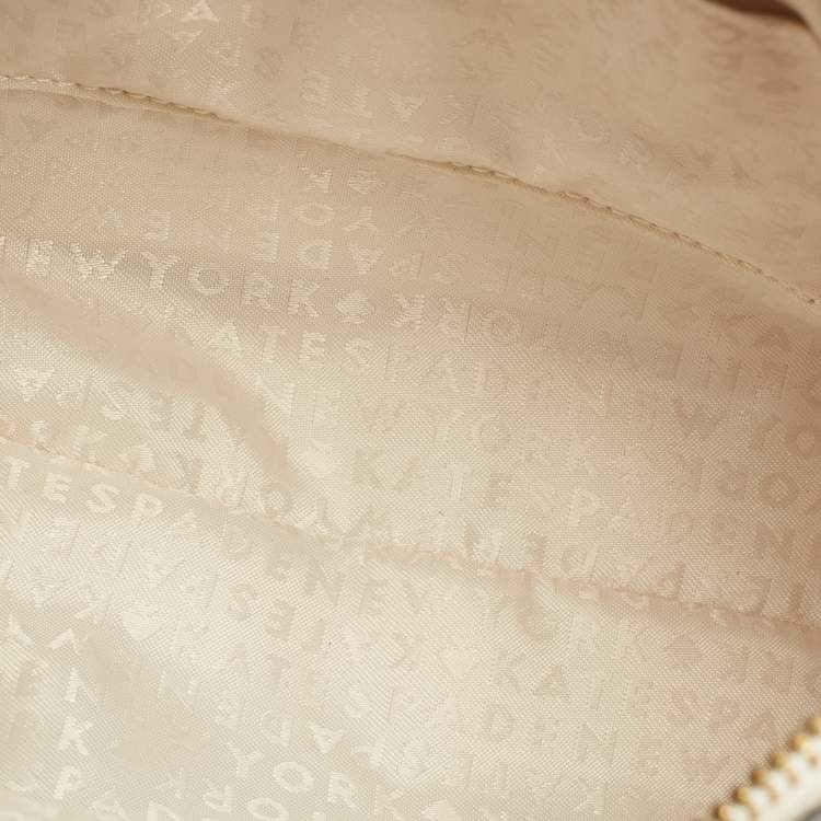 Pre Owned Kate Spade White/Beige Leather Bay Street Hanna Crossbody Bag