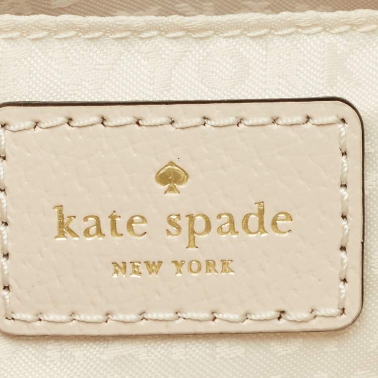 Pre Owned Kate Spade White/Beige Leather Bay Street Hanna Crossbody Bag
