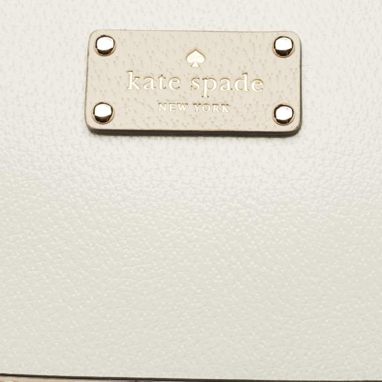 Pre Owned Kate Spade White/Beige Leather Bay Street Hanna Crossbody Bag