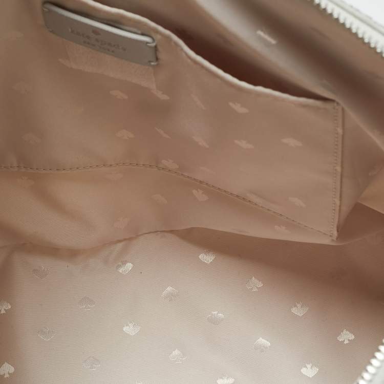 Pre Owned Kate Spade Light Grey Leather Flash Glitter Tote