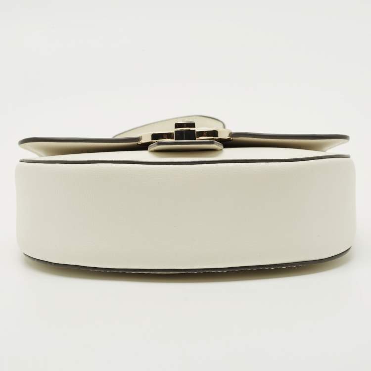 Pre Owned Kate Spade White Leather Robyn Saddle Crossbody Bag