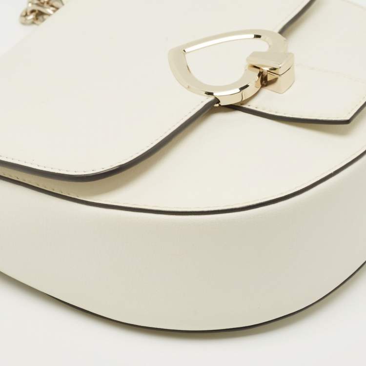Pre Owned Kate Spade White Leather Robyn Saddle Crossbody Bag