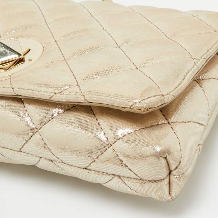 Pre Owned Kate Spade Gold Shimer Suede Chain Shoulder Bag
