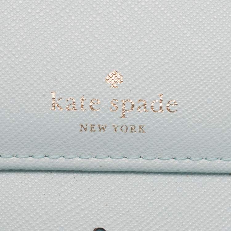 Pre Owned Kate Spade Turquoise Blue Leather Newburry Lane Talla Wallet