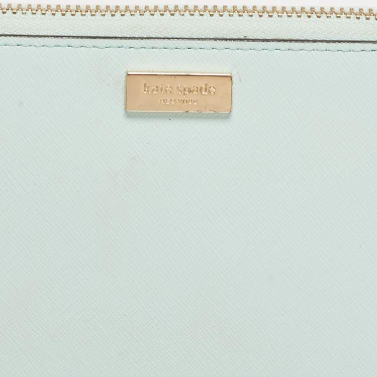 Pre Owned Kate Spade Turquoise Blue Leather Newburry Lane Talla Wallet