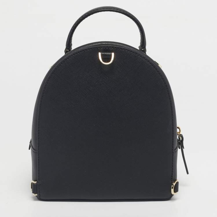 Pre Owned Kate Spade Black Leather Cameron Street Flock Roses Binx  Convertible Backpack