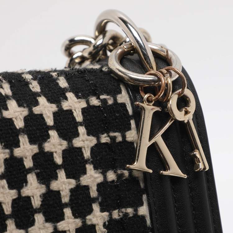 Pre Owned Kate Spade Black Leather and Tweed Reese Park Marci Shoulder Bag