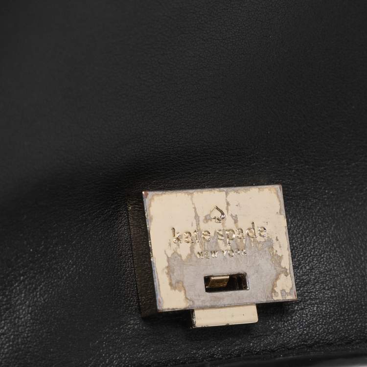 Pre Owned Kate Spade Black Leather and Tweed Reese Park Marci Shoulder Bag