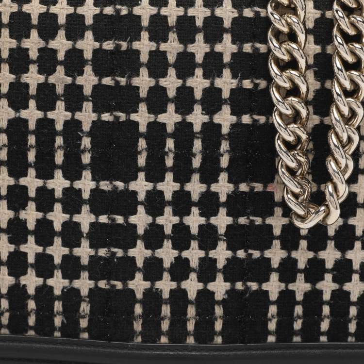 Pre Owned Kate Spade Black Leather and Tweed Reese Park Marci Shoulder Bag