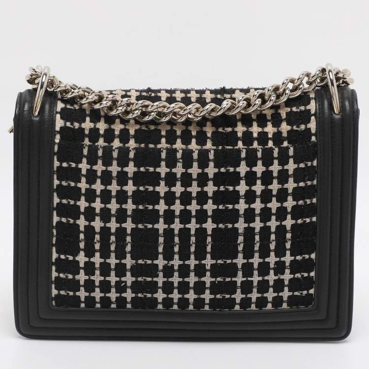 Pre Owned Kate Spade Black Leather and Tweed Reese Park Marci Shoulder Bag