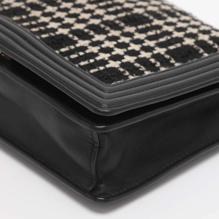 Pre Owned Kate Spade Black Leather and Tweed Reese Park Marci Shoulder Bag