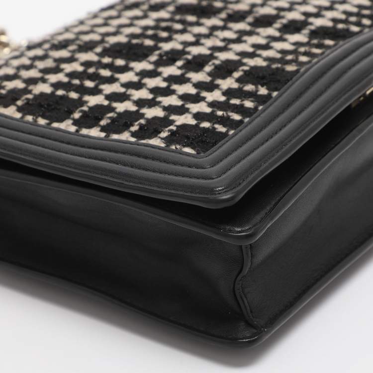 Pre Owned Kate Spade Black Leather and Tweed Reese Park Marci Shoulder Bag