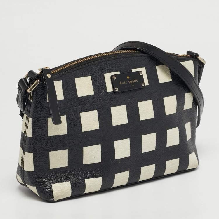 مملوكة مسبقًا Kate Spade Black/White Leather Grove Street Millie Art Crossbody Bag