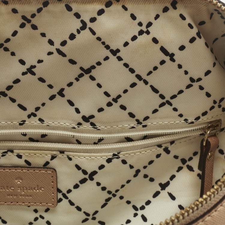 Pre Owned Kate Spade Newberry Lane Loden Metallic Peach Leather Satchel