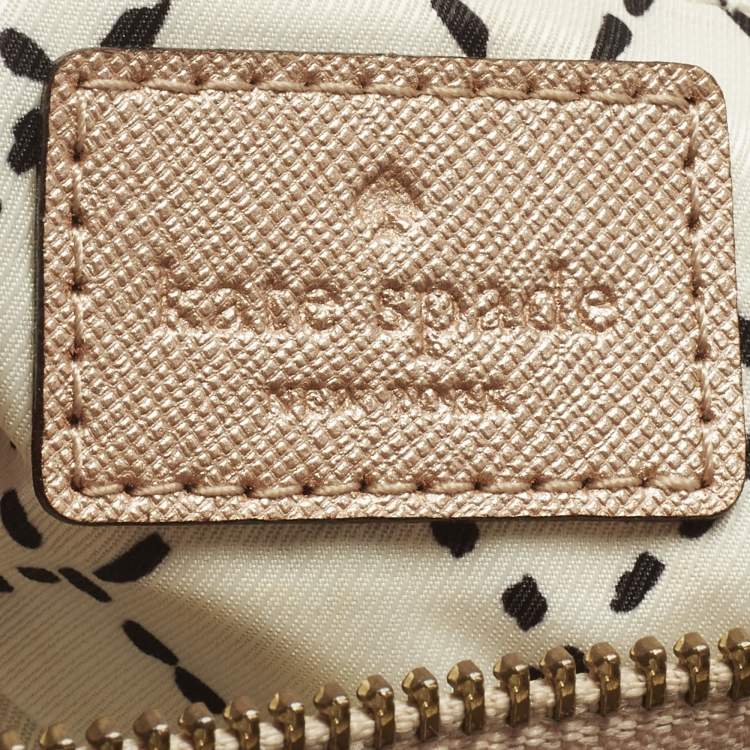 Pre Owned Kate Spade Newberry Lane Loden Metallic Peach Leather Satchel