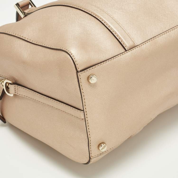 Pre Owned Kate Spade Newberry Lane Loden Metallic Peach Leather Satchel