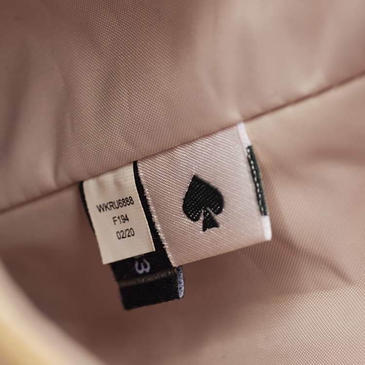 Pre Owned Kate Spade Champagne Box Brown/Fuchsia Woven Printed Leather Crossbody Bag