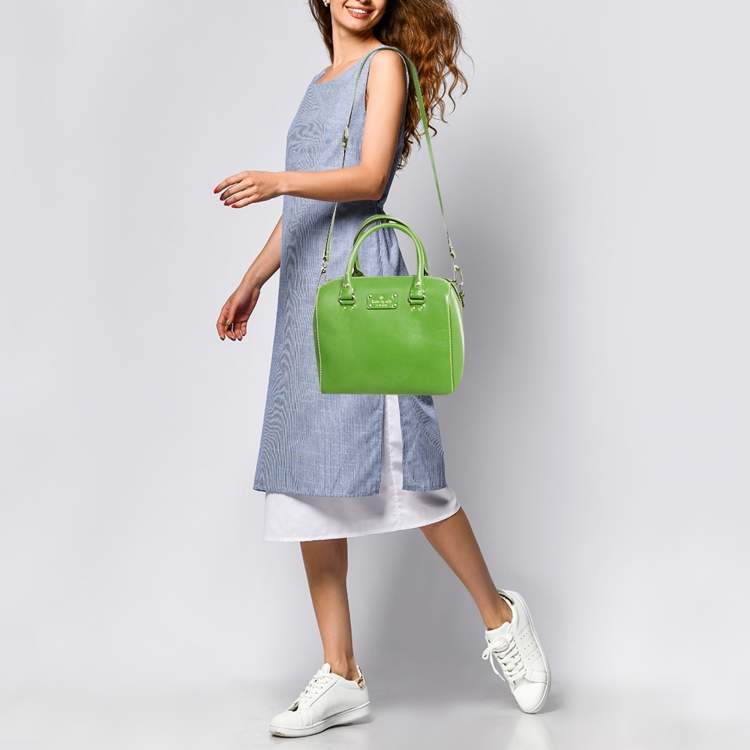 Pre Owned Kate Spade Wellesley Alessa Green Leather Satchel