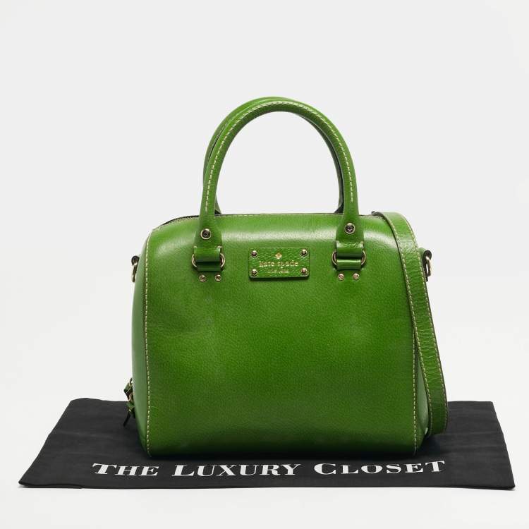 Pre Owned Kate Spade Wellesley Alessa Green Leather Satchel