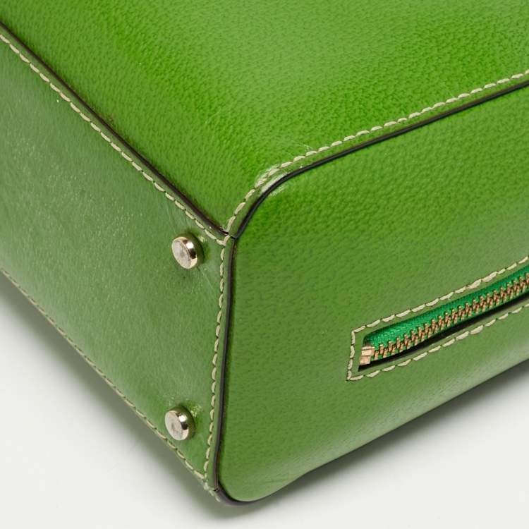 Pre Owned Kate Spade Wellesley Alessa Green Leather Satchel