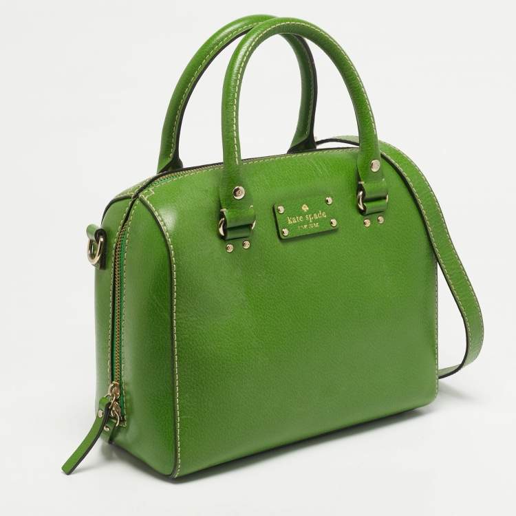 Pre Owned Kate Spade Wellesley Alessa Green Leather Satchel
