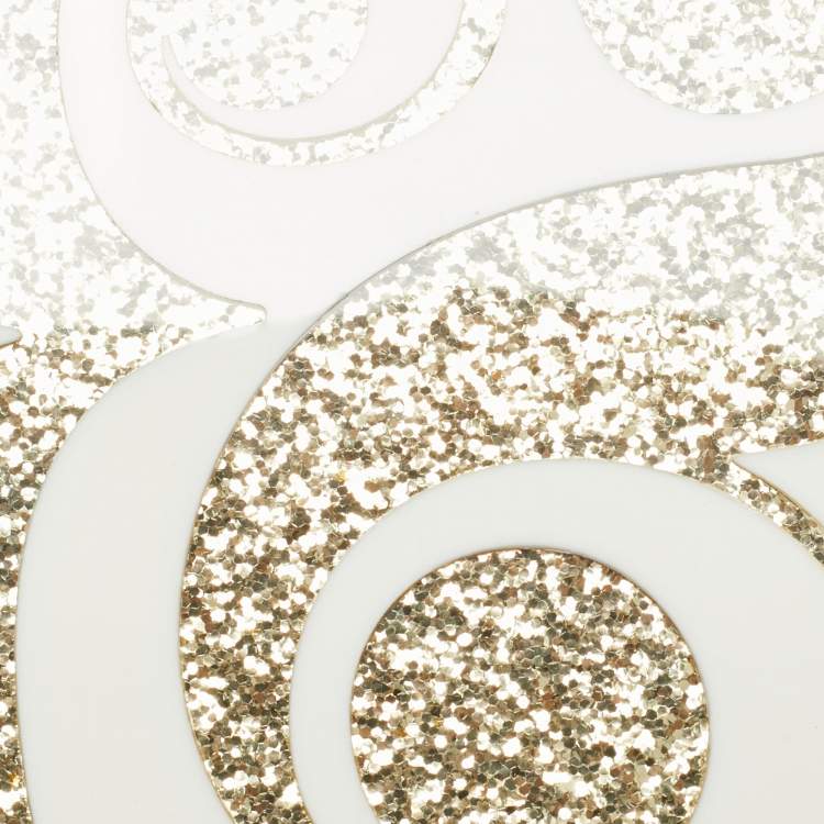 Pre Owned Kate Spade Wedding Belles Ampersand White/Gold Acrylic Clutch