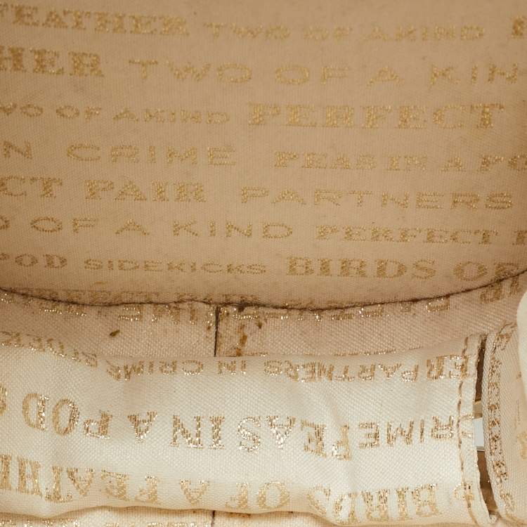 Pre Owned Kate Spade Wedding Belles Ampersand White/Gold Acrylic Clutch