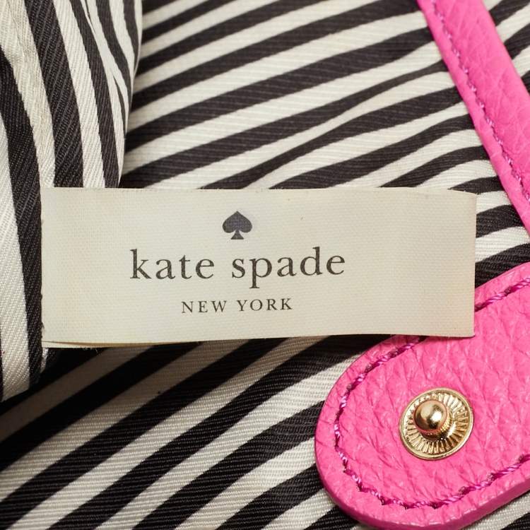 Pre Owned Kate Spade Leroy Street Linsley Vivid Pink/Black Leather Tote
