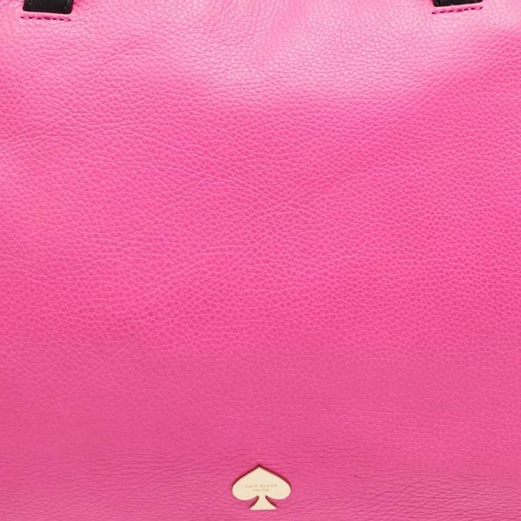 Pre Owned Kate Spade Leroy Street Linsley Vivid Pink/Black Leather Tote