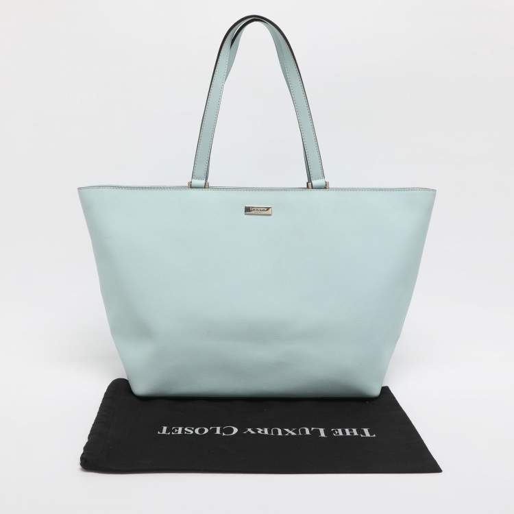 مملوكة مسبقًا Kate Spade Pale Turquoise Saffiano Leather Shopper Tote