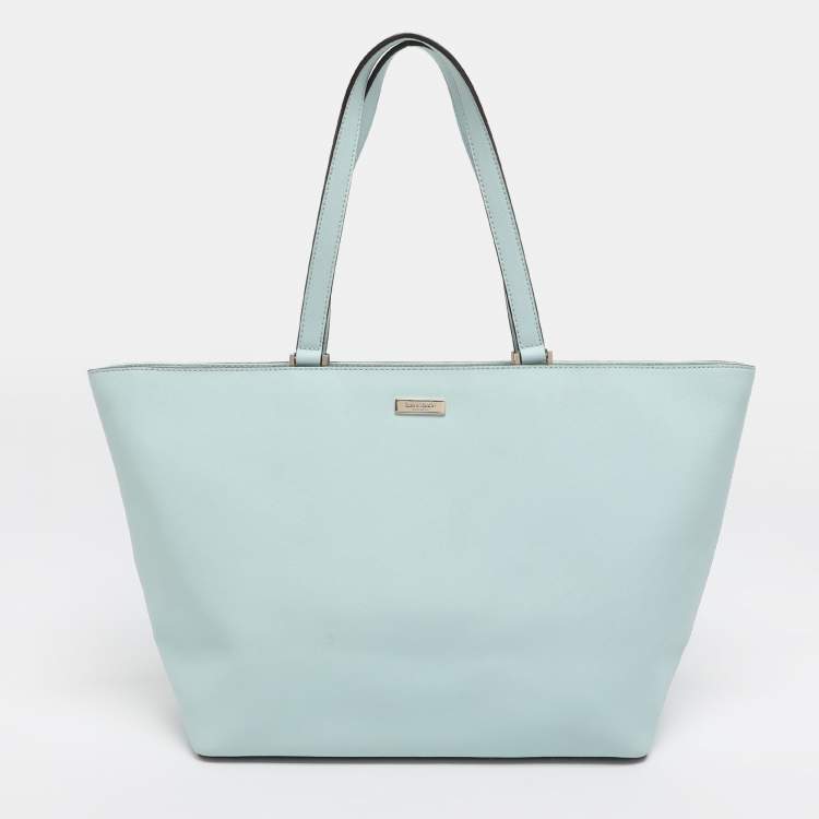 مملوكة مسبقًا Kate Spade Pale Turquoise Saffiano Leather Shopper Tote