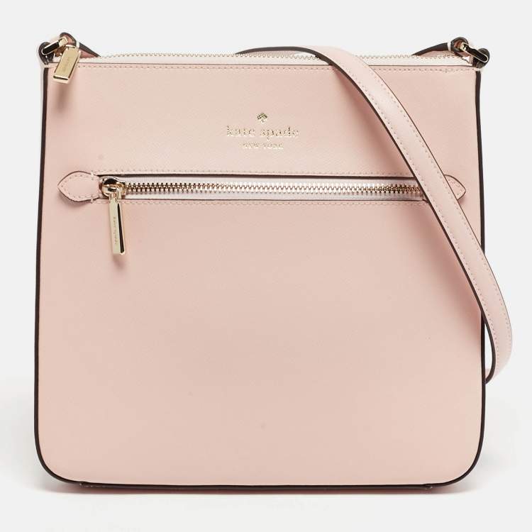 Pre Owned Kate Spade North South Sadie Pink Leather Crossbody Bag