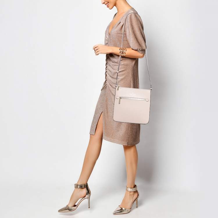 Pre Owned Kate Spade North South Sadie Pink Leather Crossbody Bag