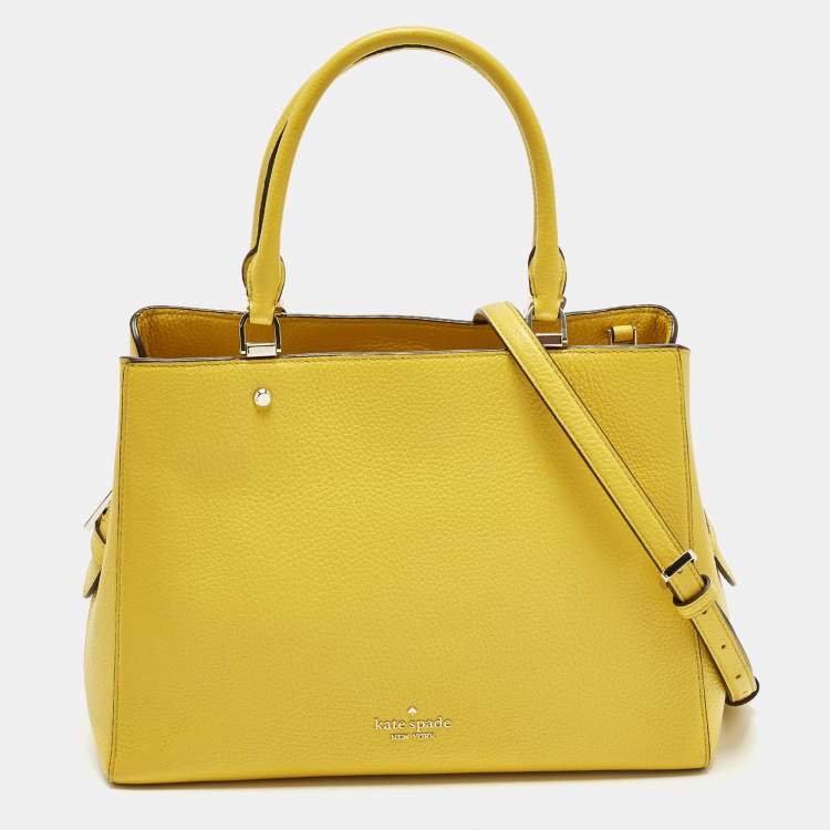 Pre Owned Kate Spade Leila Triple Compartment Yellow Leather Tote
