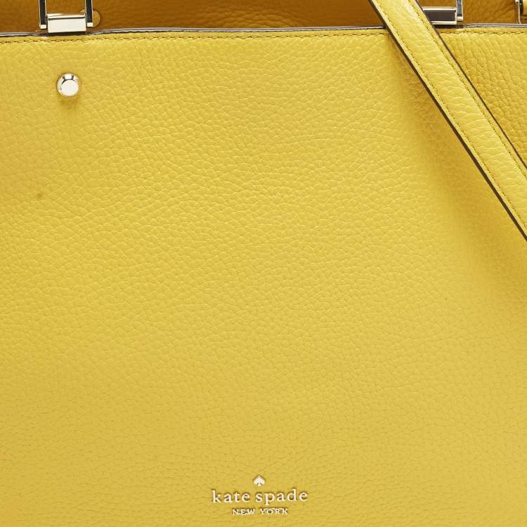 Pre Owned Kate Spade Leila Triple Compartment Yellow Leather Tote