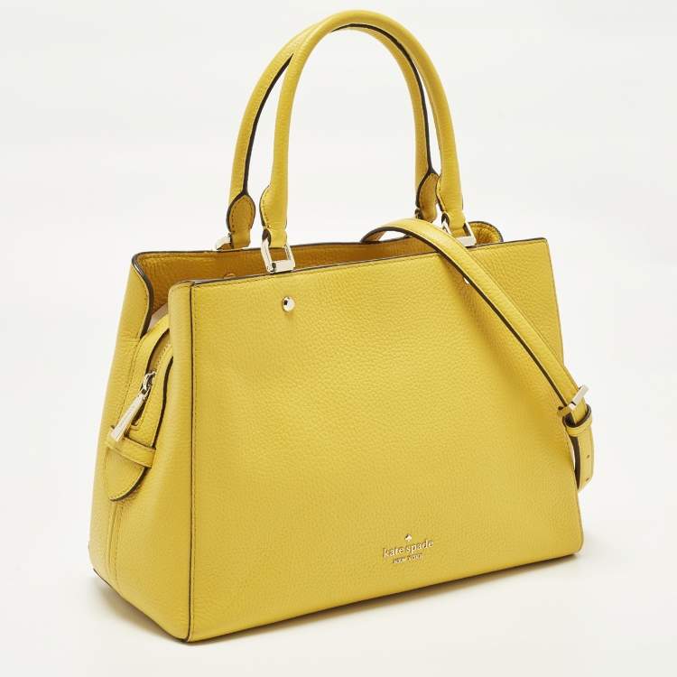 Pre Owned Kate Spade Leila Triple Compartment Yellow Leather Tote