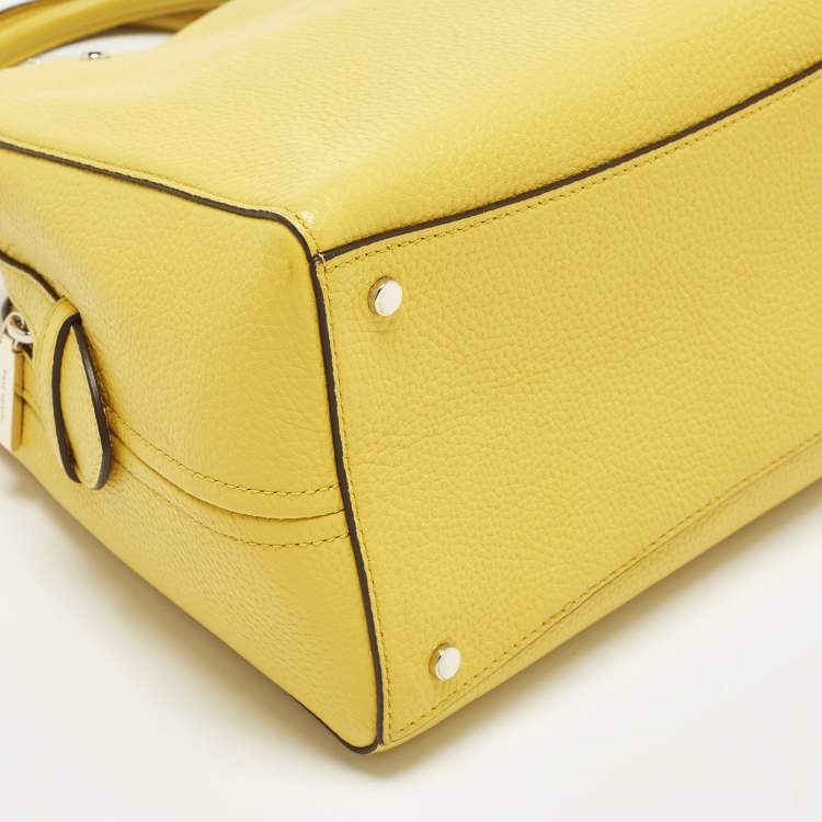 Pre Owned Kate Spade Leila Triple Compartment Yellow Leather Tote