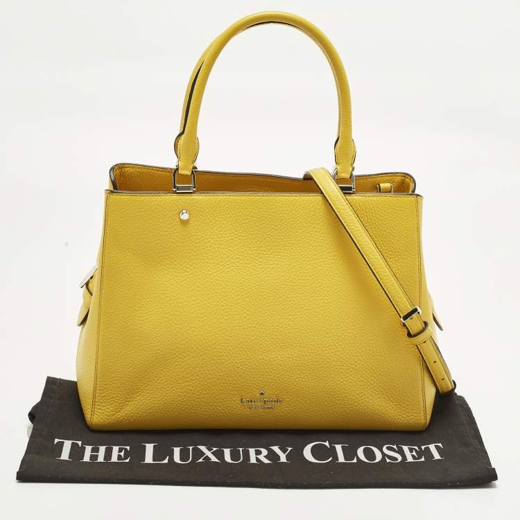 Pre Owned Kate Spade Leila Triple Compartment Yellow Leather Tote