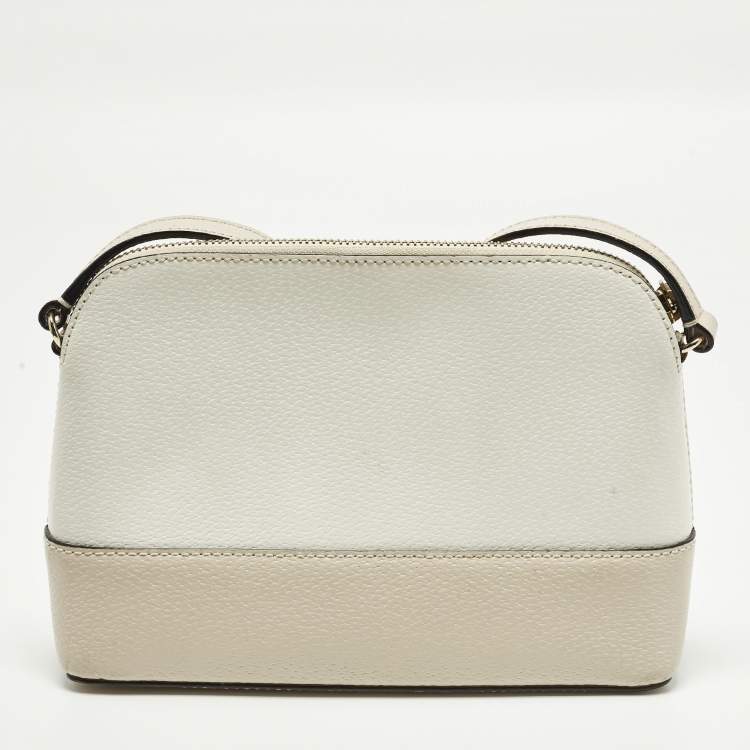 Pre Owned Kate Spade Bay Street Hanna White/Beige Leather Crossbody Bag